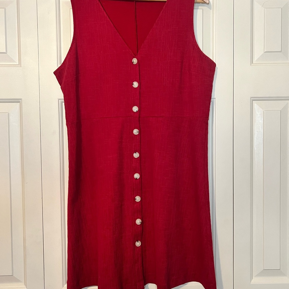 LOFT Red Button-Down Mini Dress-Stretch- size 14